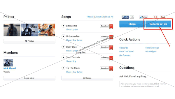 Become a fan Tips Dan Trick Cara Dalam Menaikan Chart Reverbnation