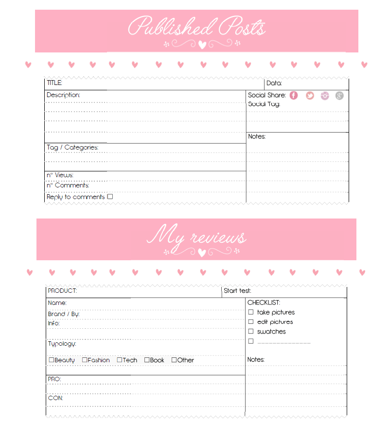 Preview of Blog Notes free blogger planner