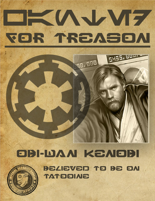Star Wars Obi Wan Kenobi Galactic Empire Wanted Poster