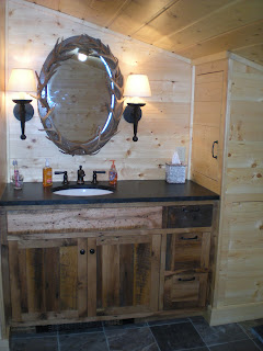 reclaimed oak vanity, soapstone top, slate floor, https://huismanconcepts.com/