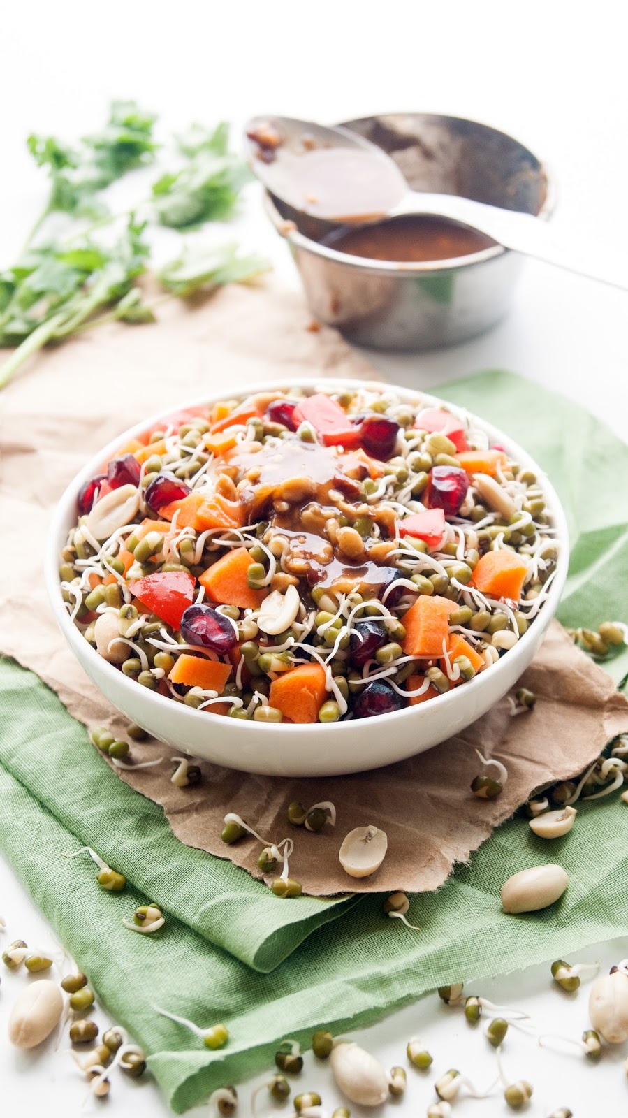 Always Hungry Sprouted Mung Bean Salad with Creamy honey peanut dressing