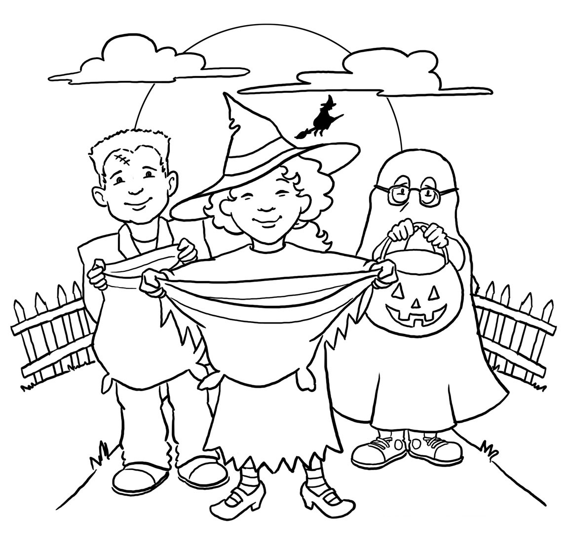 halloween coloring pages: Trick Or Treat Coloring Pages, Halloween