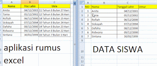 gambar rumus cara Hitung usia siswa excel