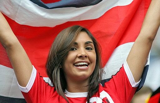 WM Brasilien 2014: sexy heissen Mädchen-Fußball-Fan, schöne Frau Unterstützer der Welt. Ziemlich Amateur girls, Bilder und Fotos Costa Rica