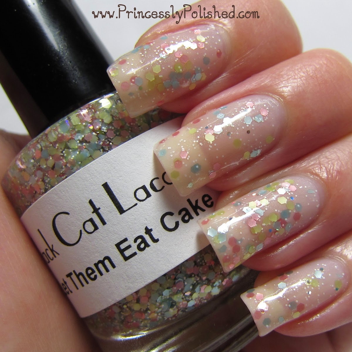 Princessly Polished Black Cat Lacquer Let Them Eat Cake and Essie