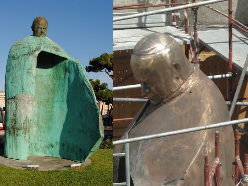 Clerical Whispers Controversial pope statue gets new look