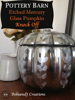 Pottery Barn Knock-Off Etched Glass Mercury Pumpkin | #halloween #diy #knockoff #pumpkins