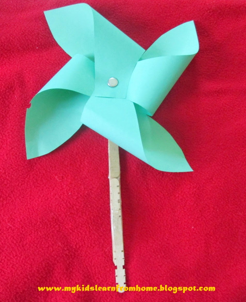 My Kids Learn from Home Paper Wind Mill Experiment