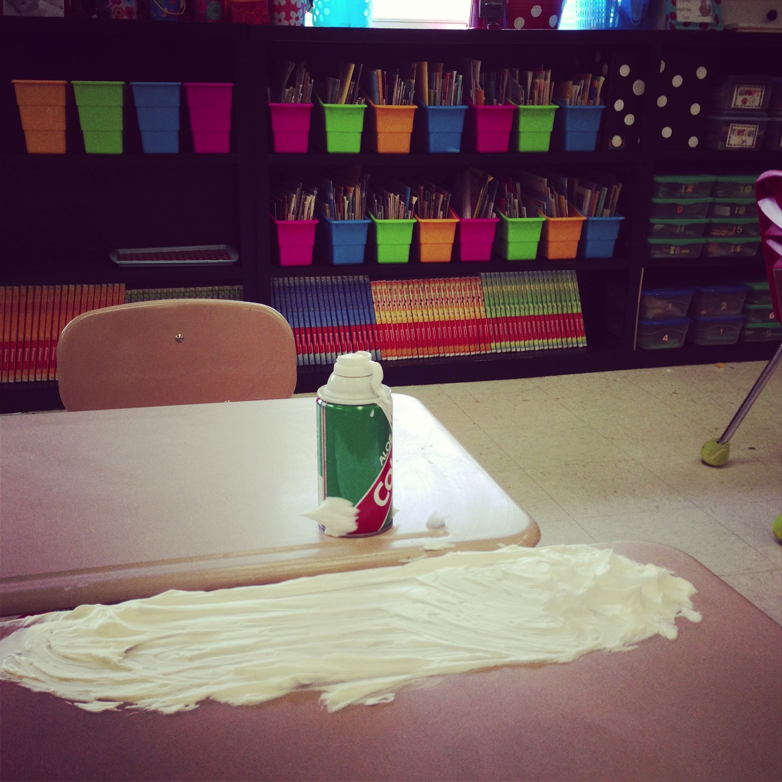 First Grade Blue Skies Cleaning Desks at the End of the Year