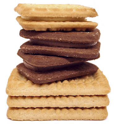 A stack of biscuits Bourbon biscuits, Cookies,
