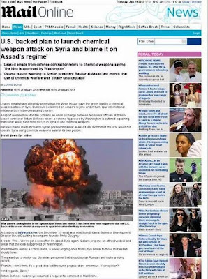 DAILY MAIL 29 Ιανουαρίου 2013 «Οι ΗΠΑ υποστήριξαν σχέδιο επίθεσης με χημικά όπλα στην Συρία και θα κατηγορούσαν για αυτό το καθεστώς Άσαντ» - Κατέβηκε σε 24 ώρες.