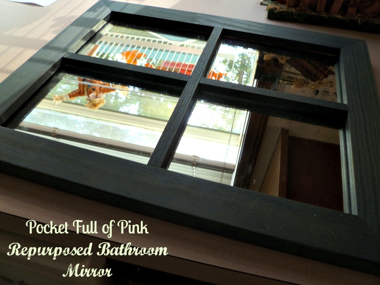 Pocket Full of Pink Repurposed Bathroom Mirror