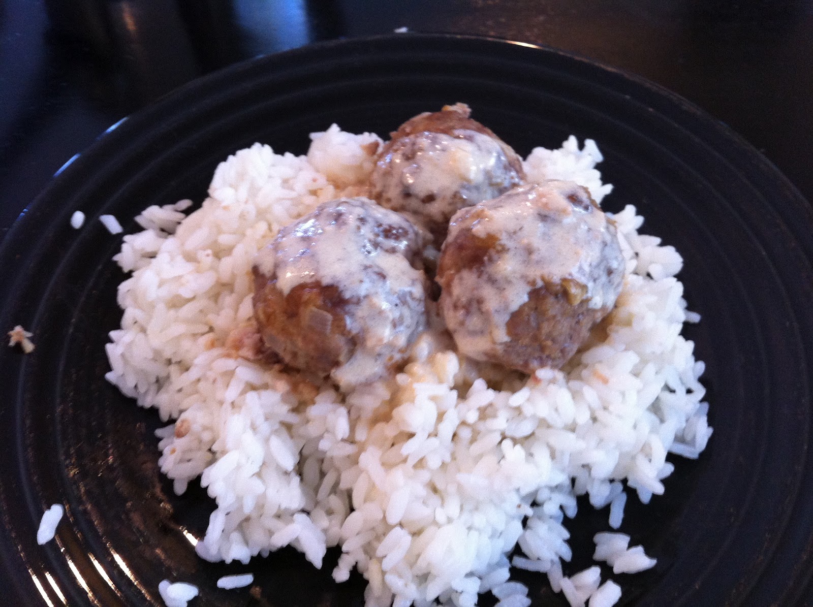 my second love... Meatballs with Gravy on Rice