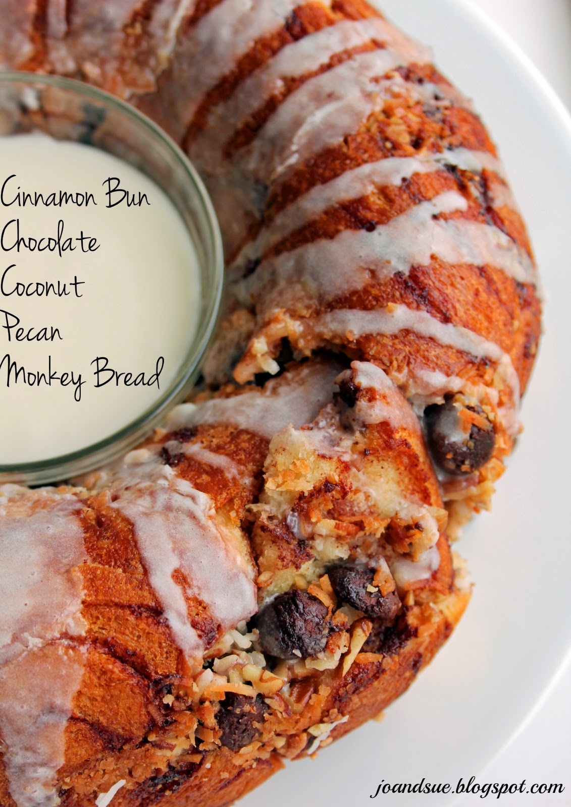 Jo and Sue Cinnamon Bun Chocolate Coconut Pecan Monkey Bread