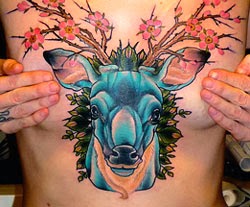 Tatuagem de cervo delicada Fotos tatuagens femininas cervo flores