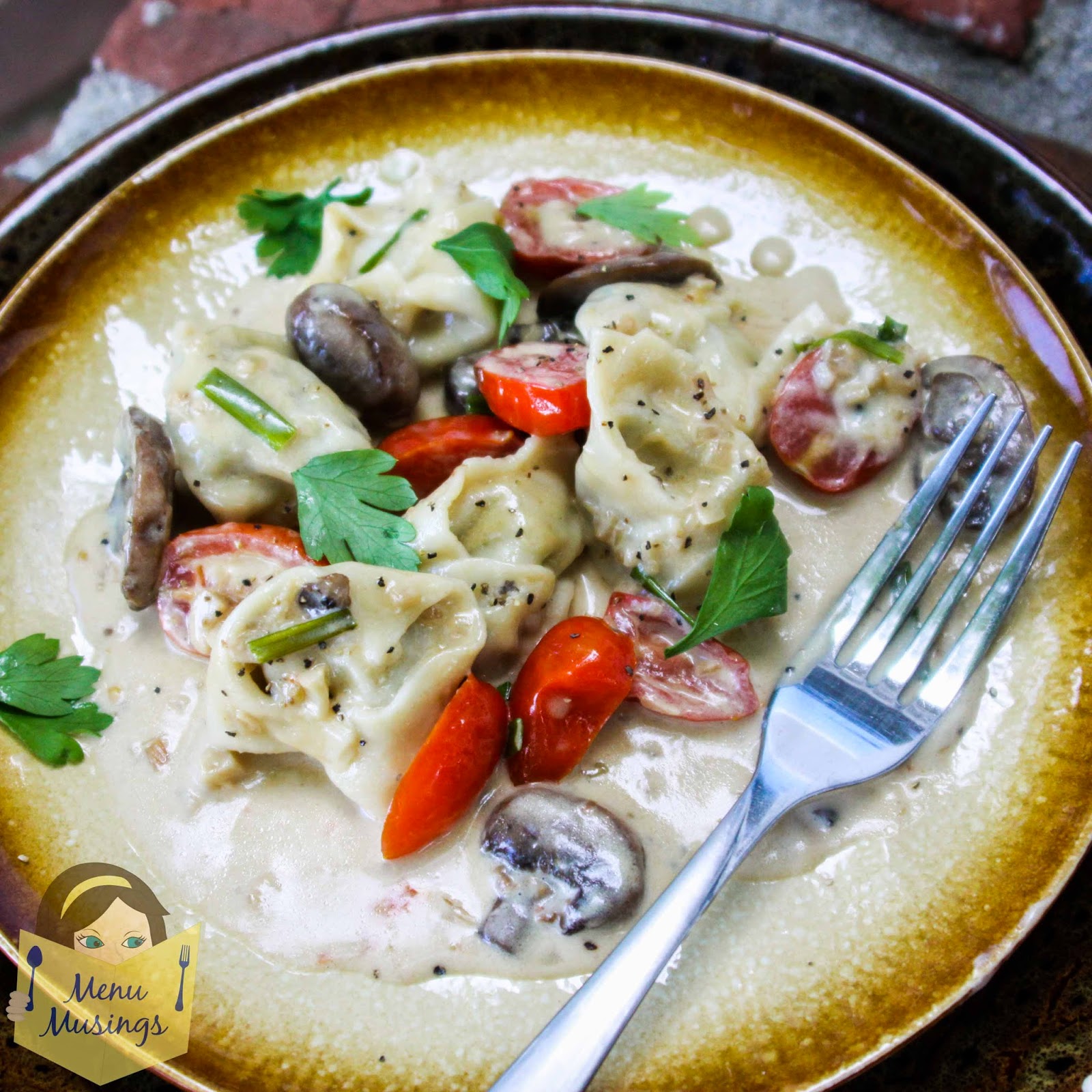 Menu Musings of a Modern American Mom Mushroom Tortellini in a Cognac