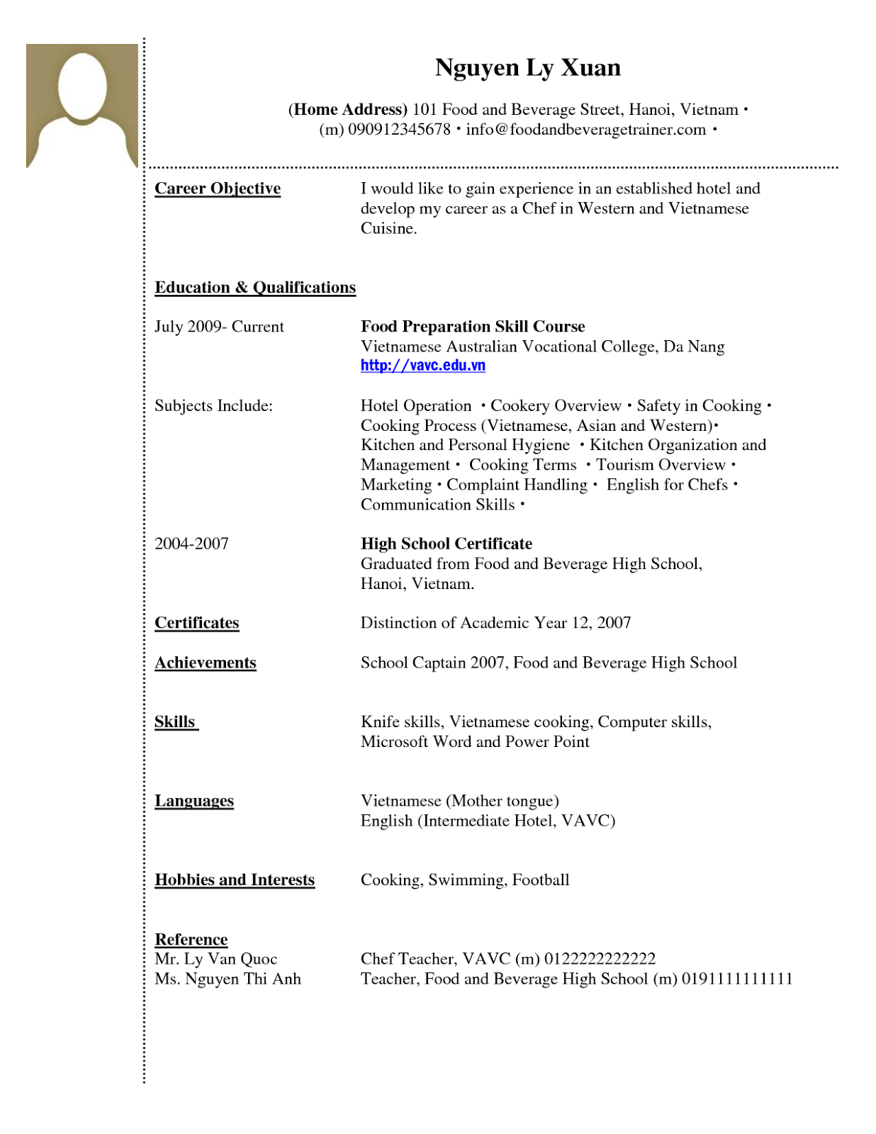non experienced resume examples
