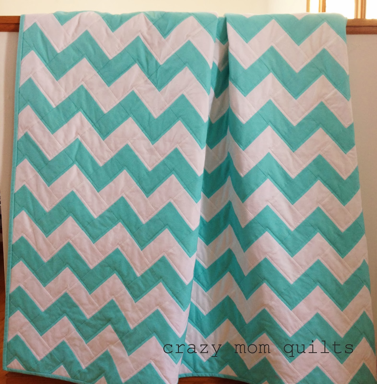 crazy mom quilts: aqua zig zag quilt