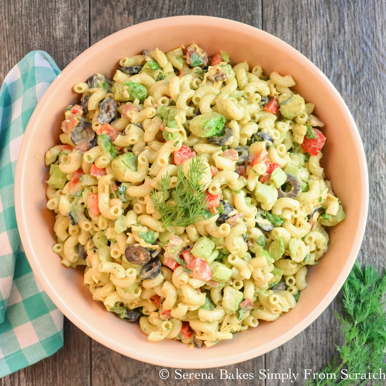 Creamy Avocado Bacon Pasta Salad with Dill Dressing Serena Bakes