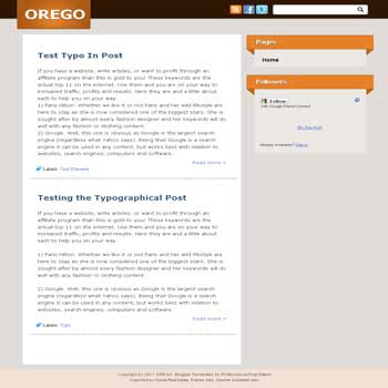 Orego blogger template. elegant blogger template for blog