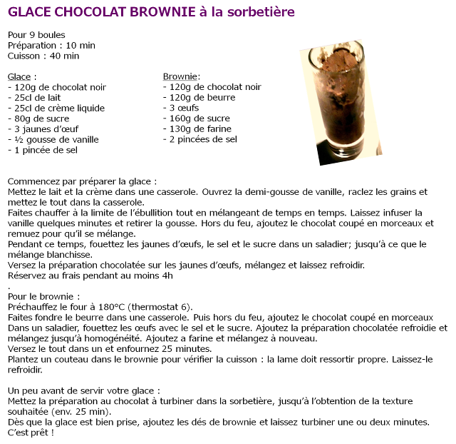 IMage recette Glace chocolat brownie