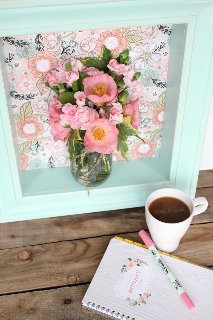 Make a wooden shadowbox and dress it up with paint and gift wrap! pitterandglink.com