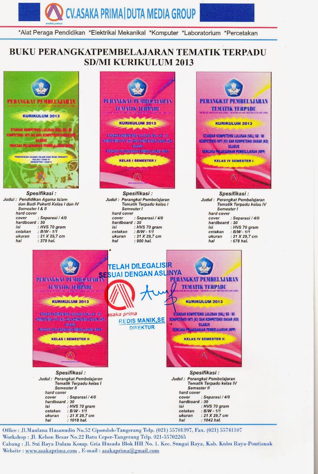 JUALBUKU &amp; CD PERANGKAT PEMBELAJARAN KURIKULUM 2013 SD