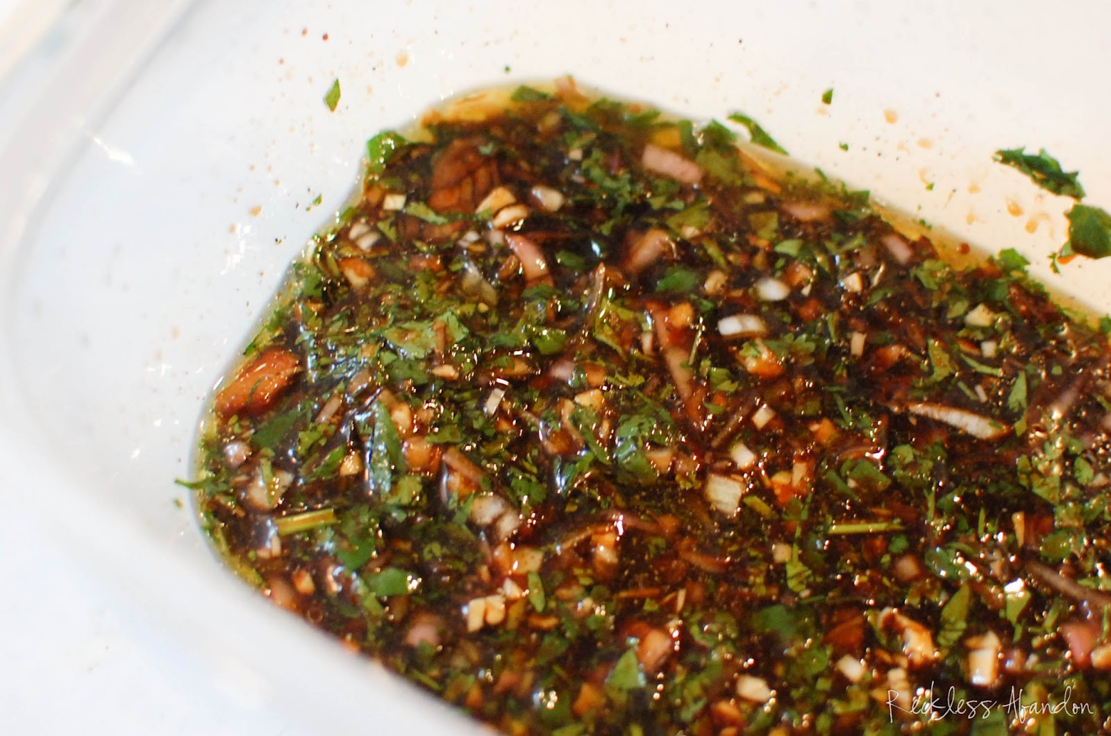 Reckless Abandon Cilantro Marinated Beef Satay with Peanut Dipping Sauce