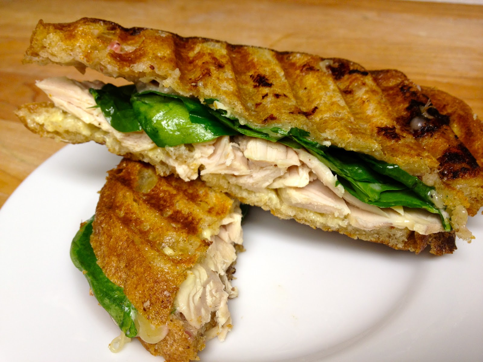 Turkey, Spinach and Cheese Panini with Mayonnaise