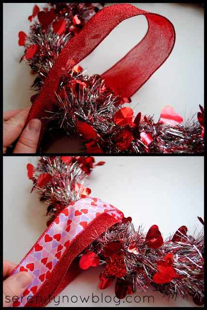 Layering Ribbon on a Tinsel Wreath, from Serenity Now