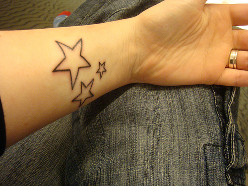 Feminine small star tattoos on wrist ideas