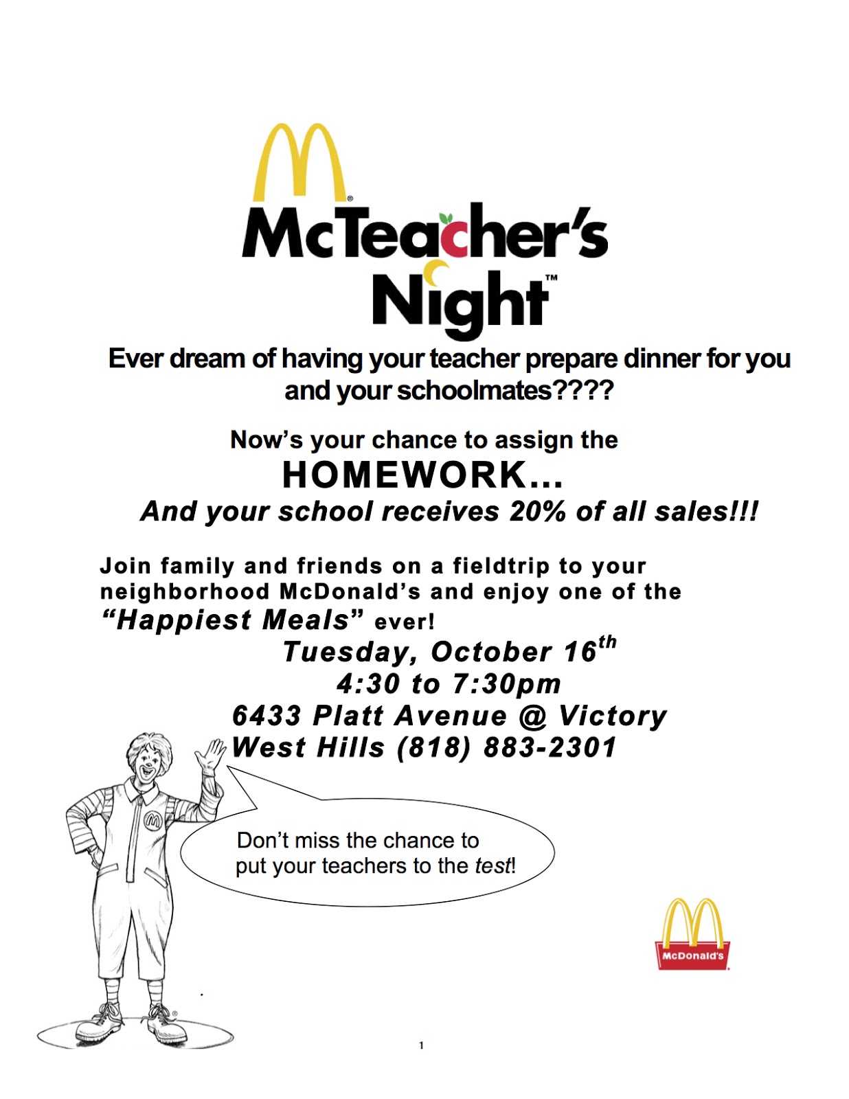 haynes charter for enriched studies latest updates tonight is mcdonalds mcteacher night flyer