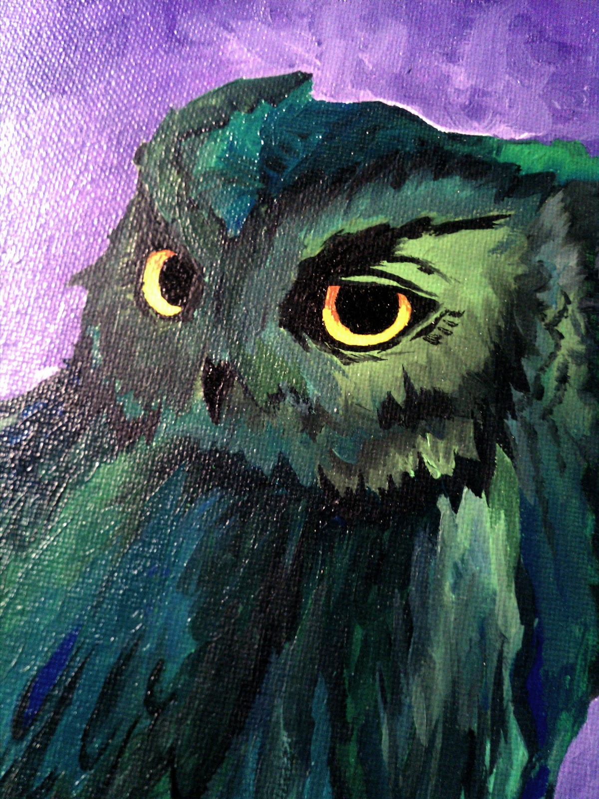 Art, Etc. Owl Oil Painting