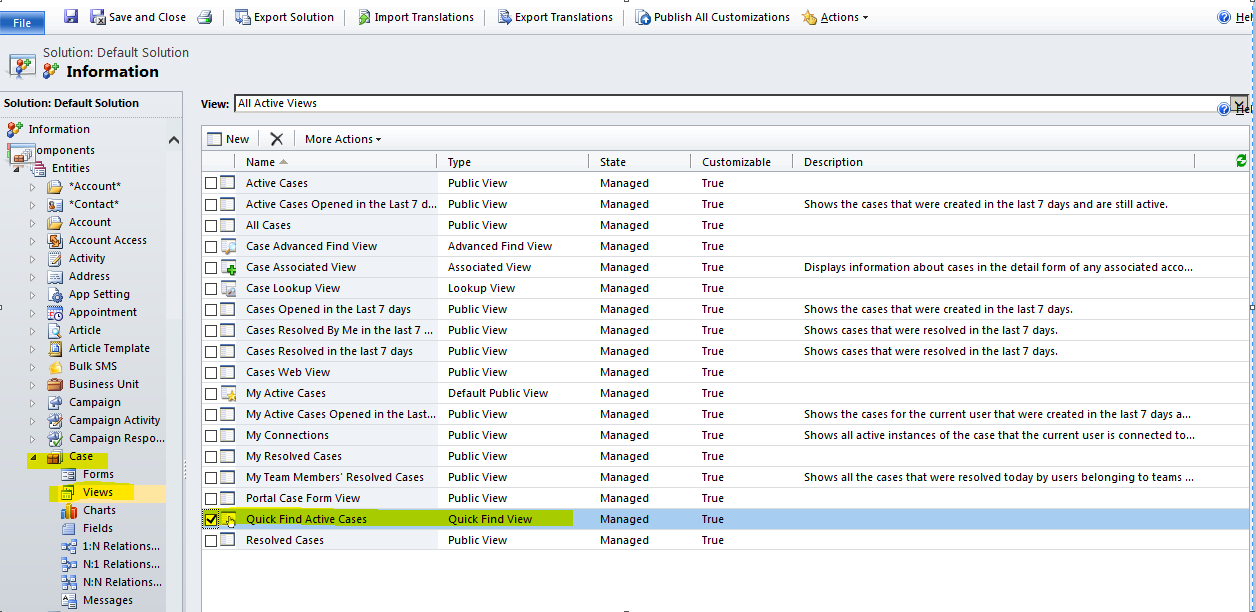 Microsoft Dynamics CRM How to search resolved cases using case number