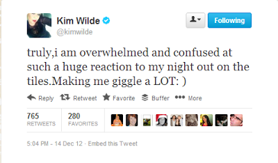Kim Wilde, twitter, singing on the Tube, 