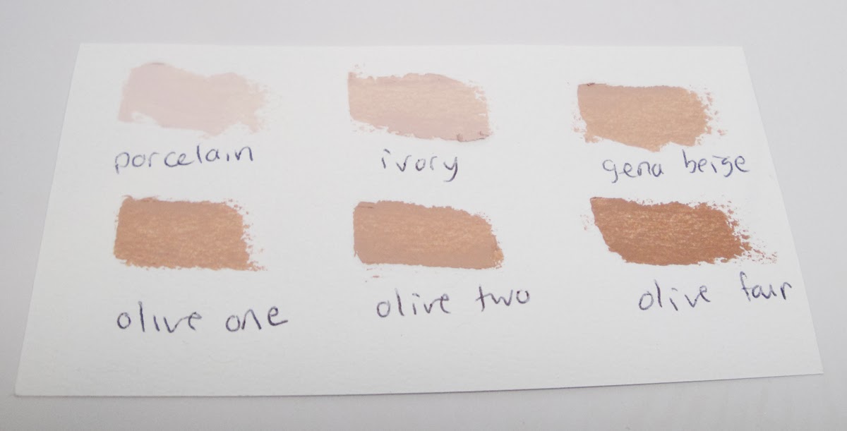 A complete Swatch Guide to RCMA Cream Foundations for Alcone at Home