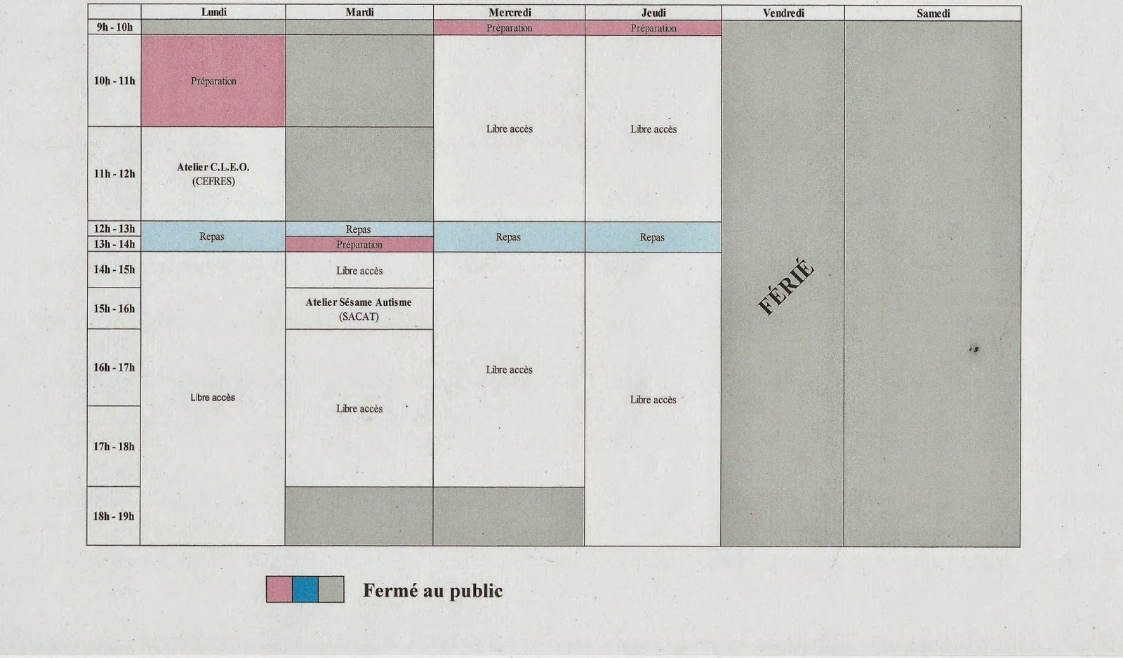 semaine du 04 au 08 mai 2015