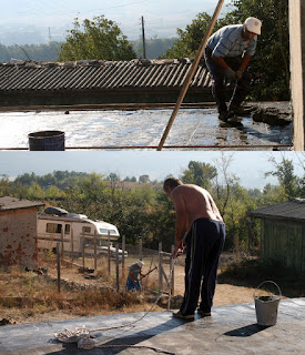 Cement goes onto the balcony Cement goes onto the balcony