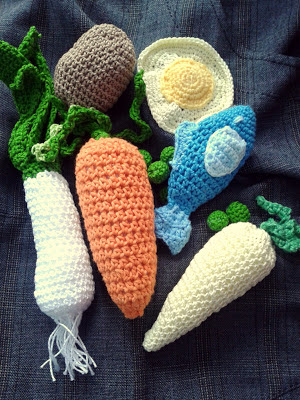 crochet vegetables, crochet food