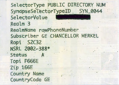 NSA document mentioning the phone number of German chancellor Merkel