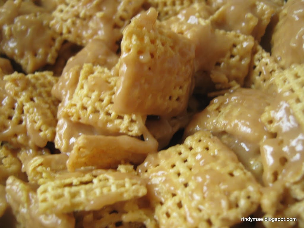 Rindy Mae Chocolate and Peanut Butter Caramel Chex Bars