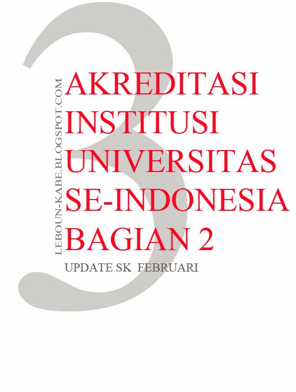 AKREDITASI INSTITUSI UNIVERSITAS SE-INDONESIA dengan nilai C update
