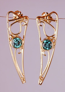 Tourmaline earrings made in Cambridge MA