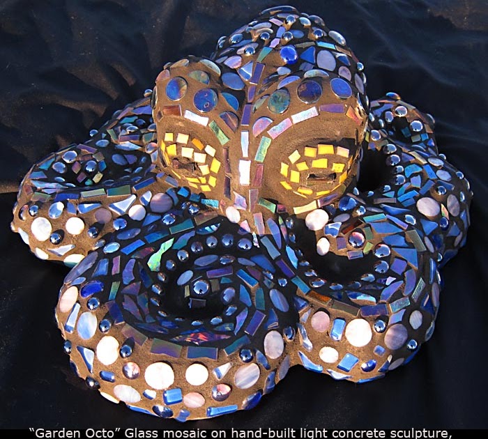 Melissa Cole Fun Fine Art "Garden Octo" Mosaic Concrete Sculpture