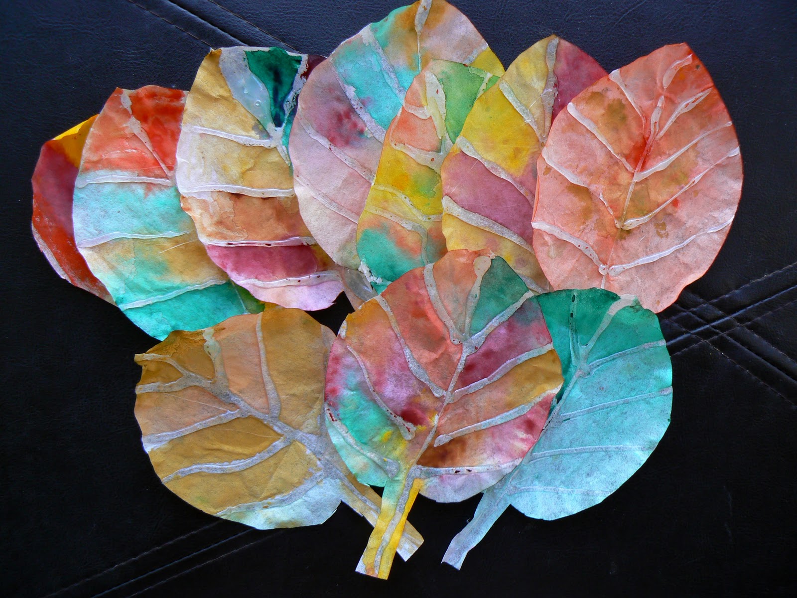Having Fun at Home Making our Own Fall Leaves Coffee Filter and Glue
