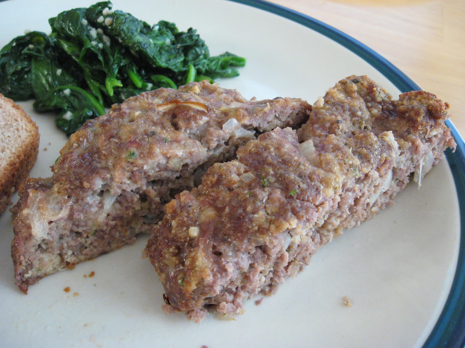 Yummy to My Tummy ParmesanSage Meat Loaf and Garlicky Spinach