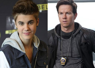 Actor Mark Wahlberg and pop singer Justin Bieber