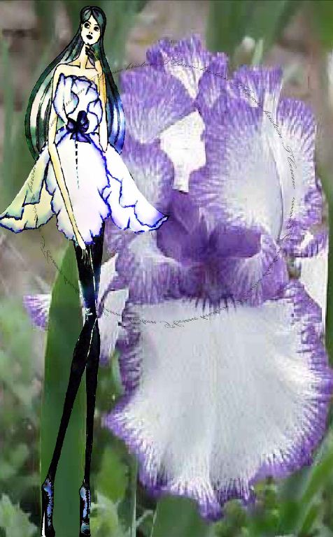 Purple Iris Wildflower inspired blouseArt, fashion illustration, flower, Flower Inspired, Purple Iris, Wildflower