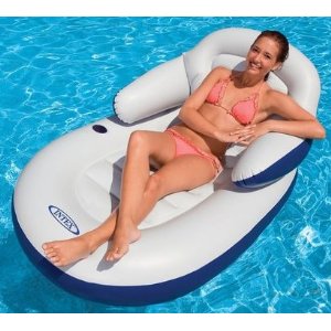 Aufblasbarer Poolsessel Für Erwachsene - Wassermatratze Mit Getränkehalter & Rückenlehne