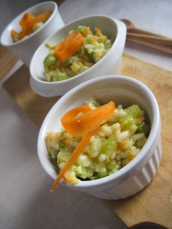 gray apron Celery risotto